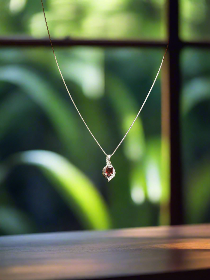 Garnet Oval Pendant