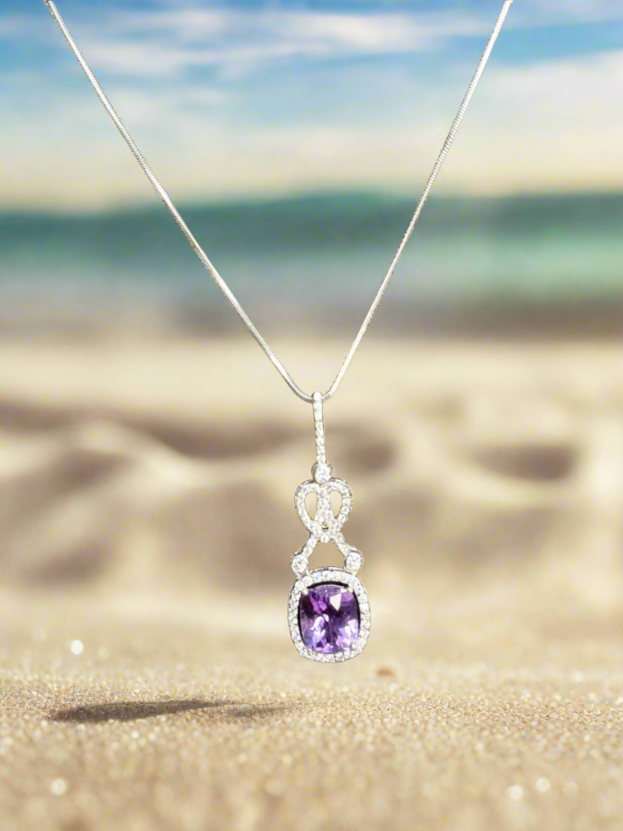 Amethyst Pendant with CZ Diamonds