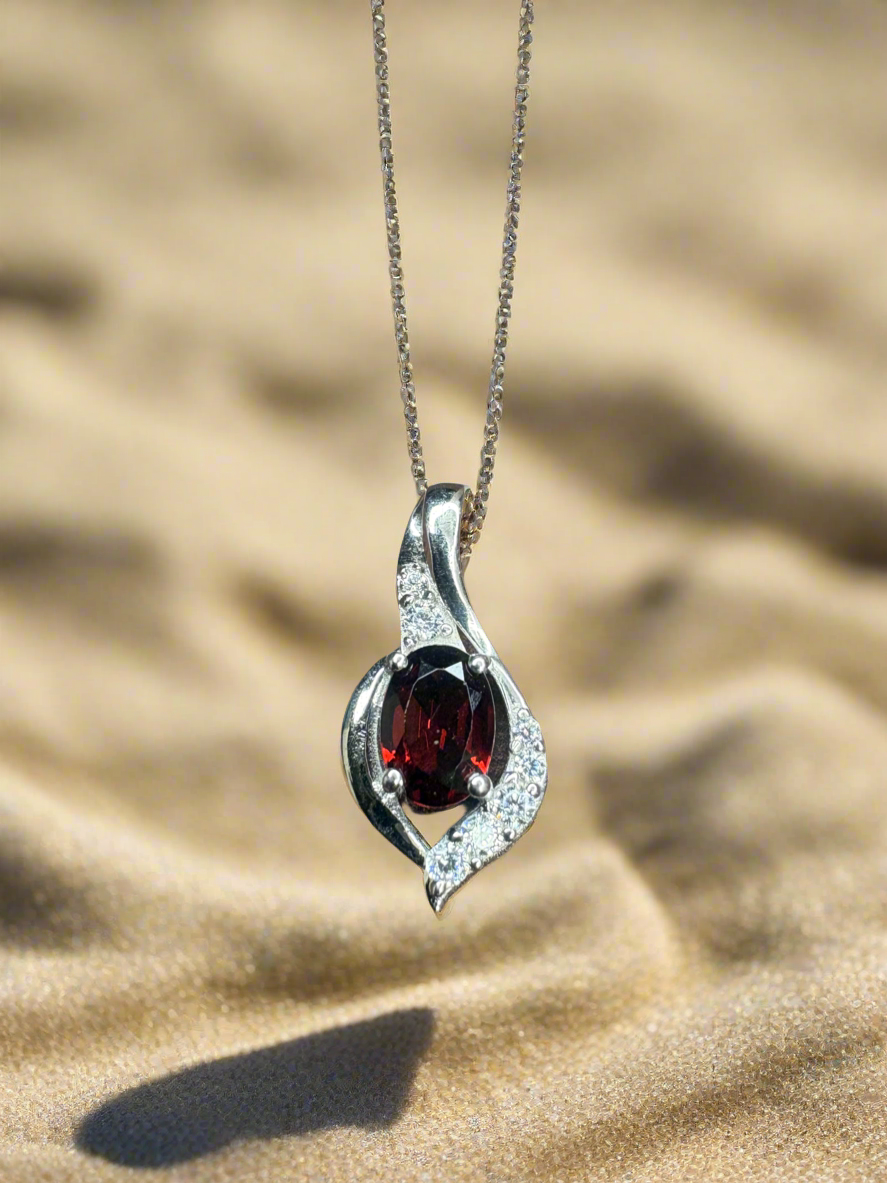 Garnet Oval Pendant