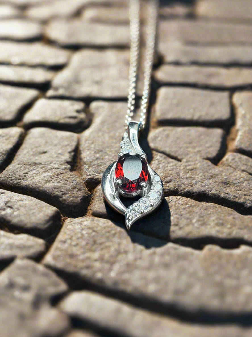 Garnet Oval Pendant