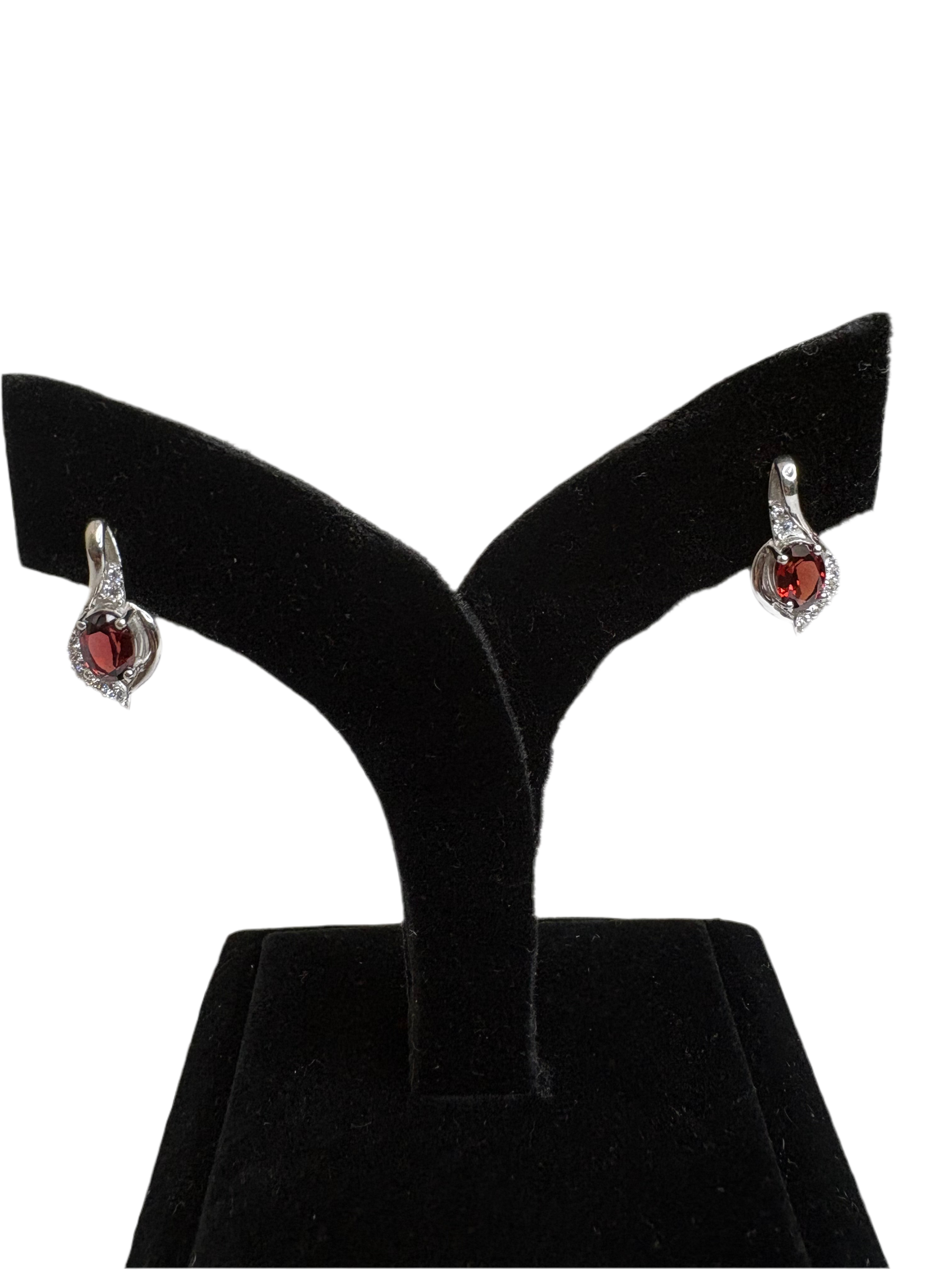 Garnet Oval Cut Earrings