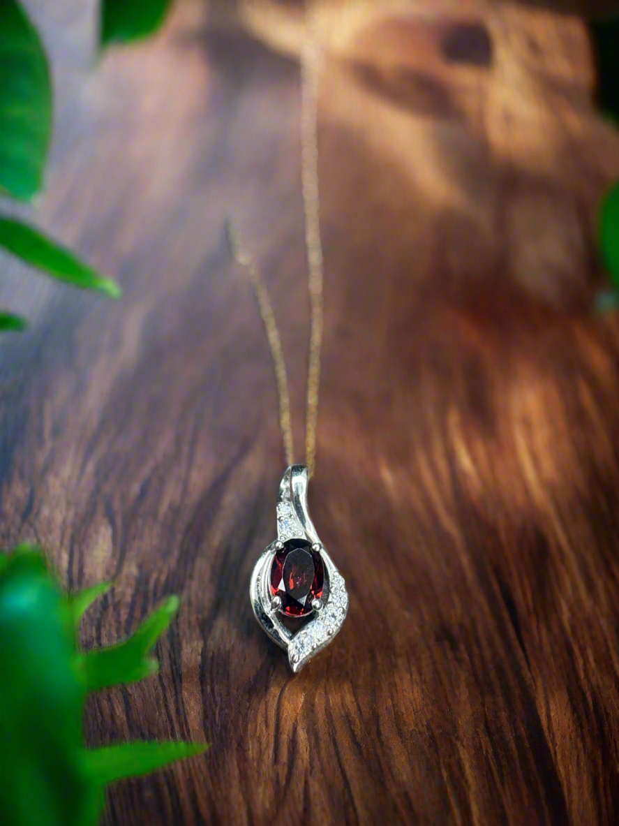 Garnet Oval Pendant