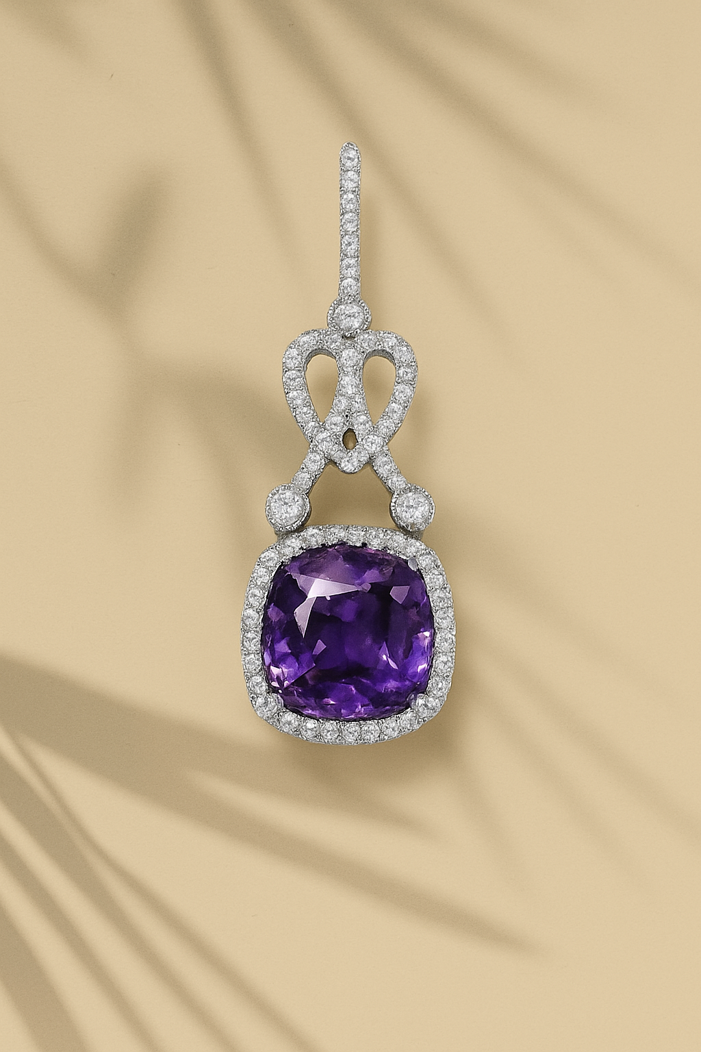 Amethyst Pendant with CZ Diamonds